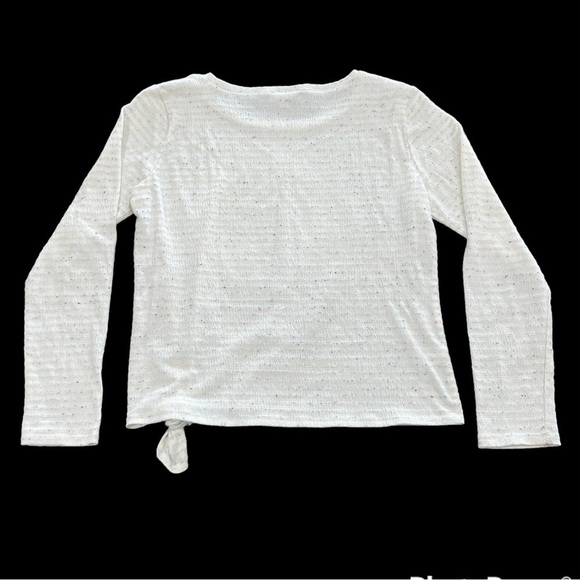LOFT Outlet Long Sleeve Speckled Ribbed Top With Tie Knot At Bottom Size Medium - Picture 4 of 5